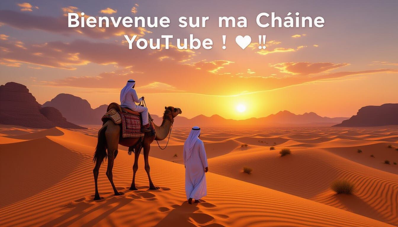 Camel in Bedouin Attire in UAE Desert at Sunset