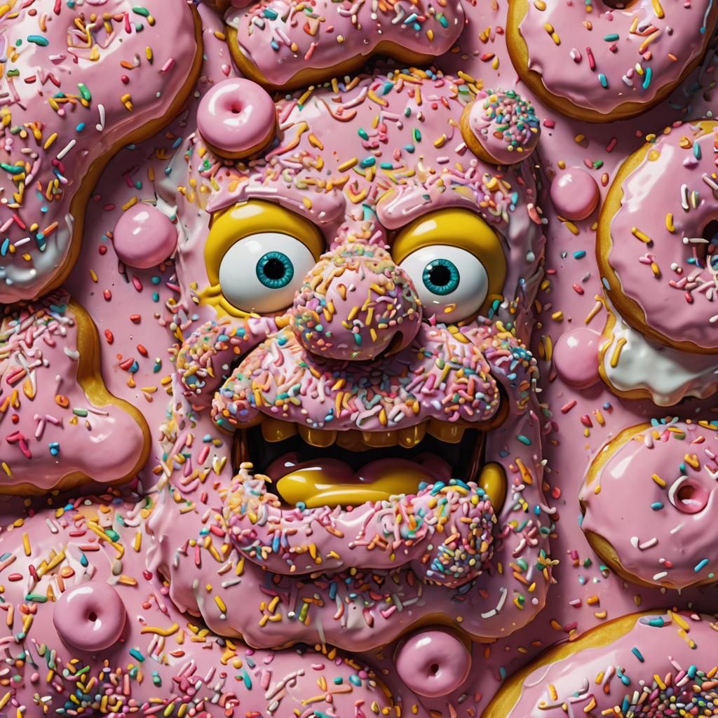 Homer Simpson Made of Donuts: A Whimsical Donut Portrait