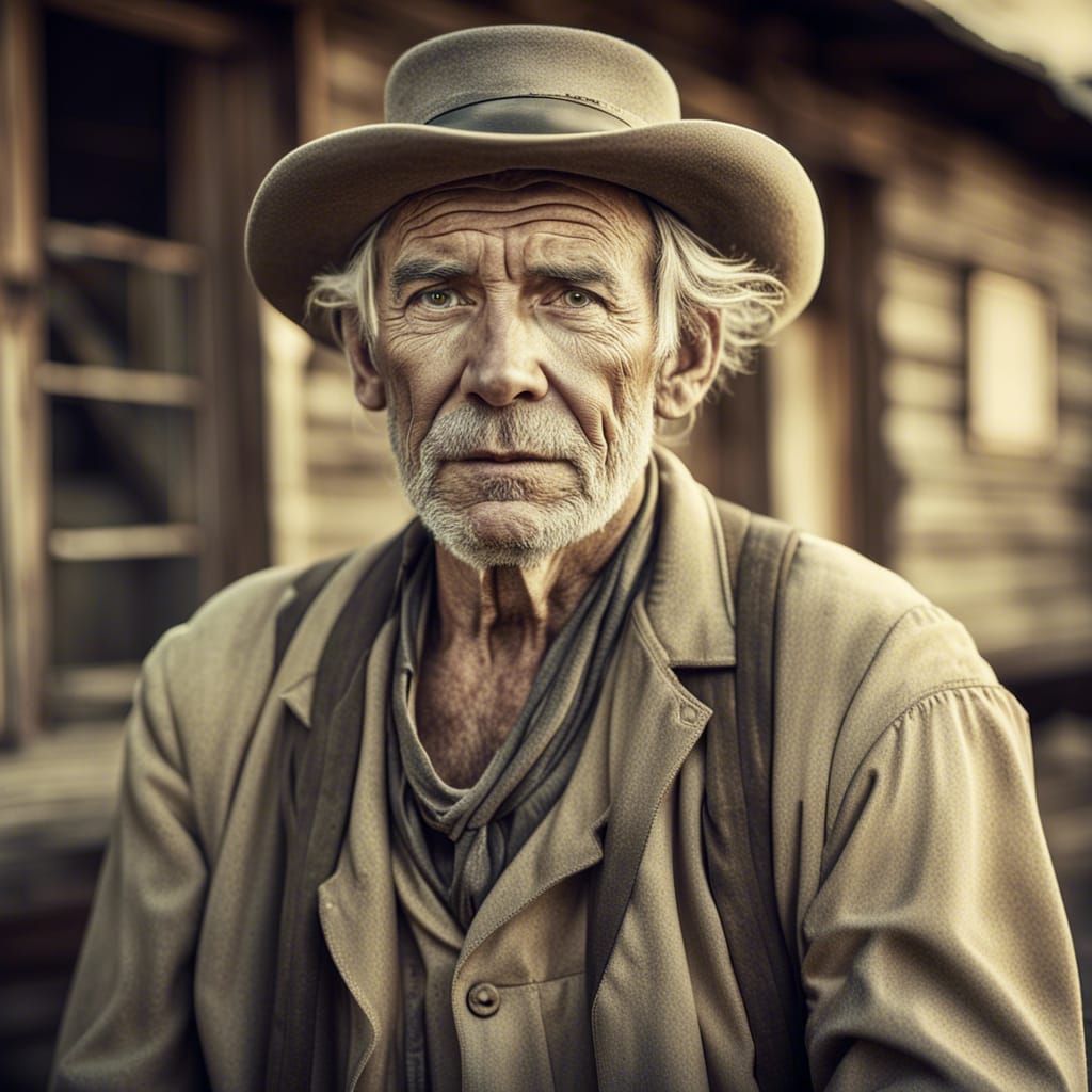 Old Miner Portrait in Old West Ghost Town