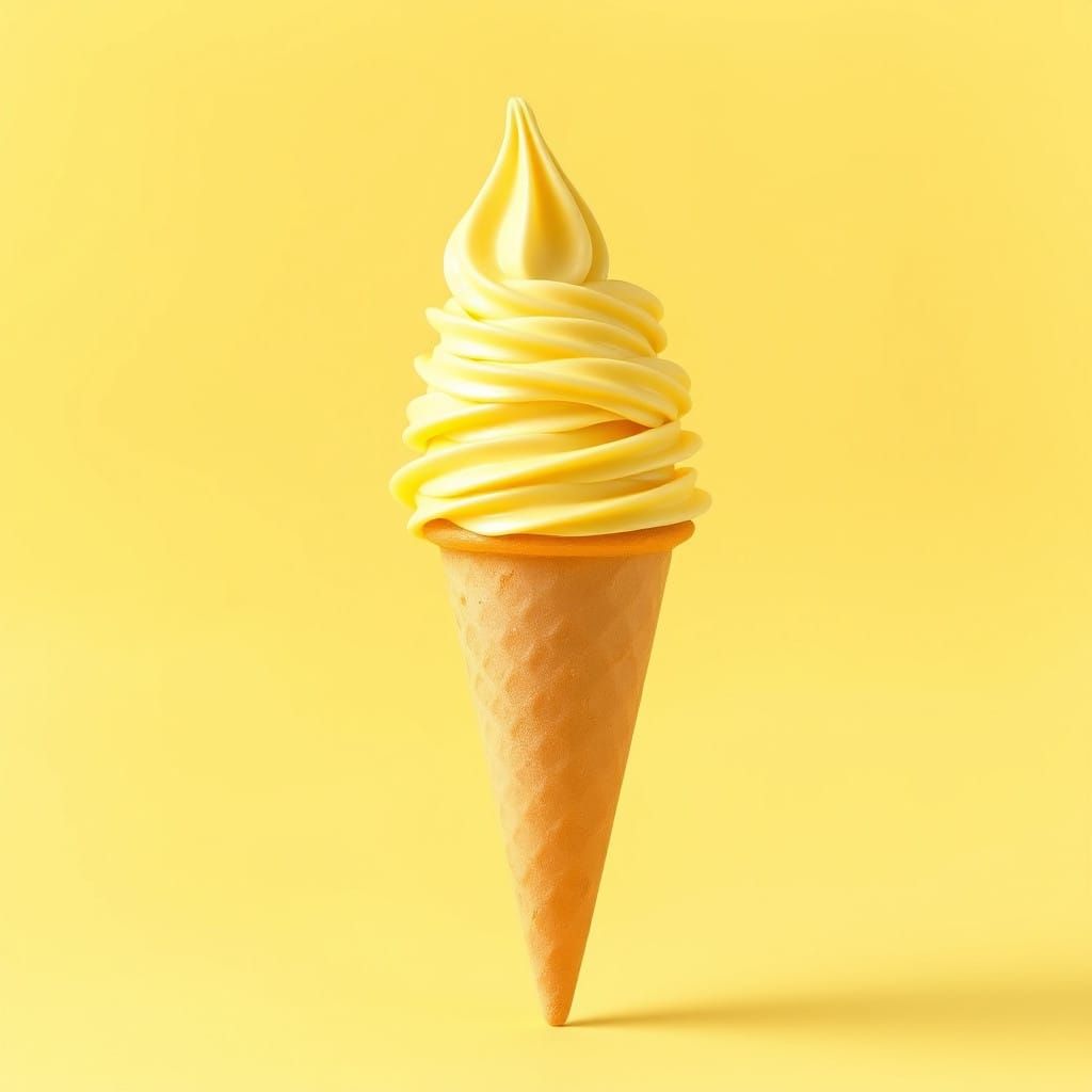 Surreal Lemon Ice Cream Cones in a Bright Yellow Haze