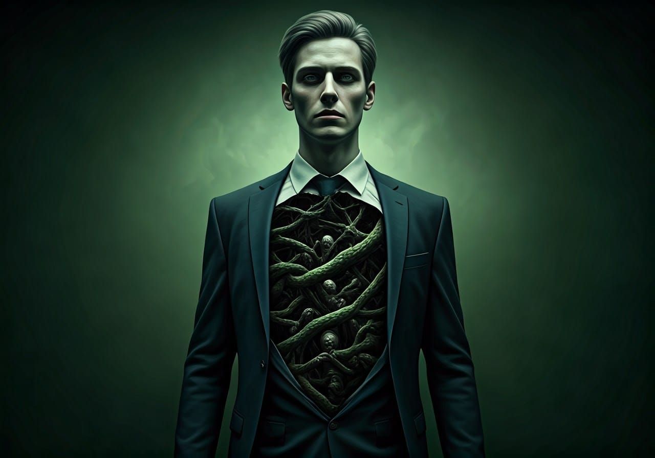 Surreal Hollow Man with Root Cavity, Matte Painting