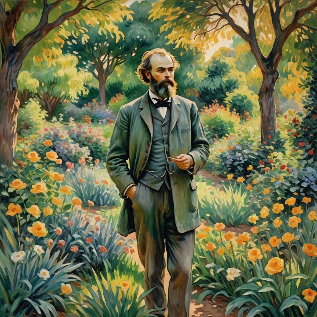 Paul Verlaine in Impressionist Garden: An Artistic Masterpie...