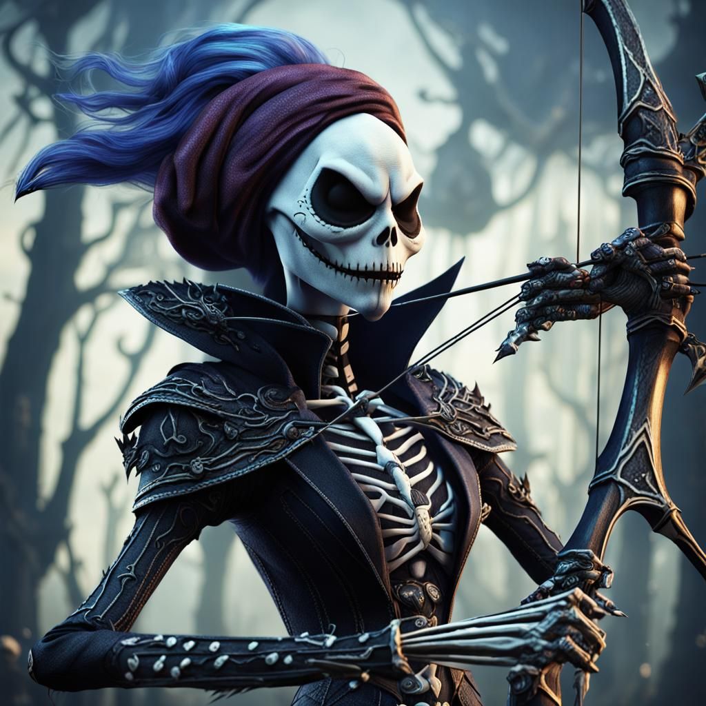 Female Jack Skellington with Bone Bow