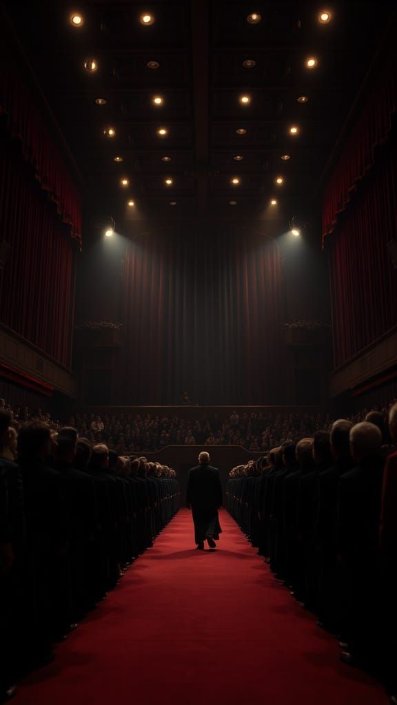Grand Theater with Lone Figure, Cinematic Style
