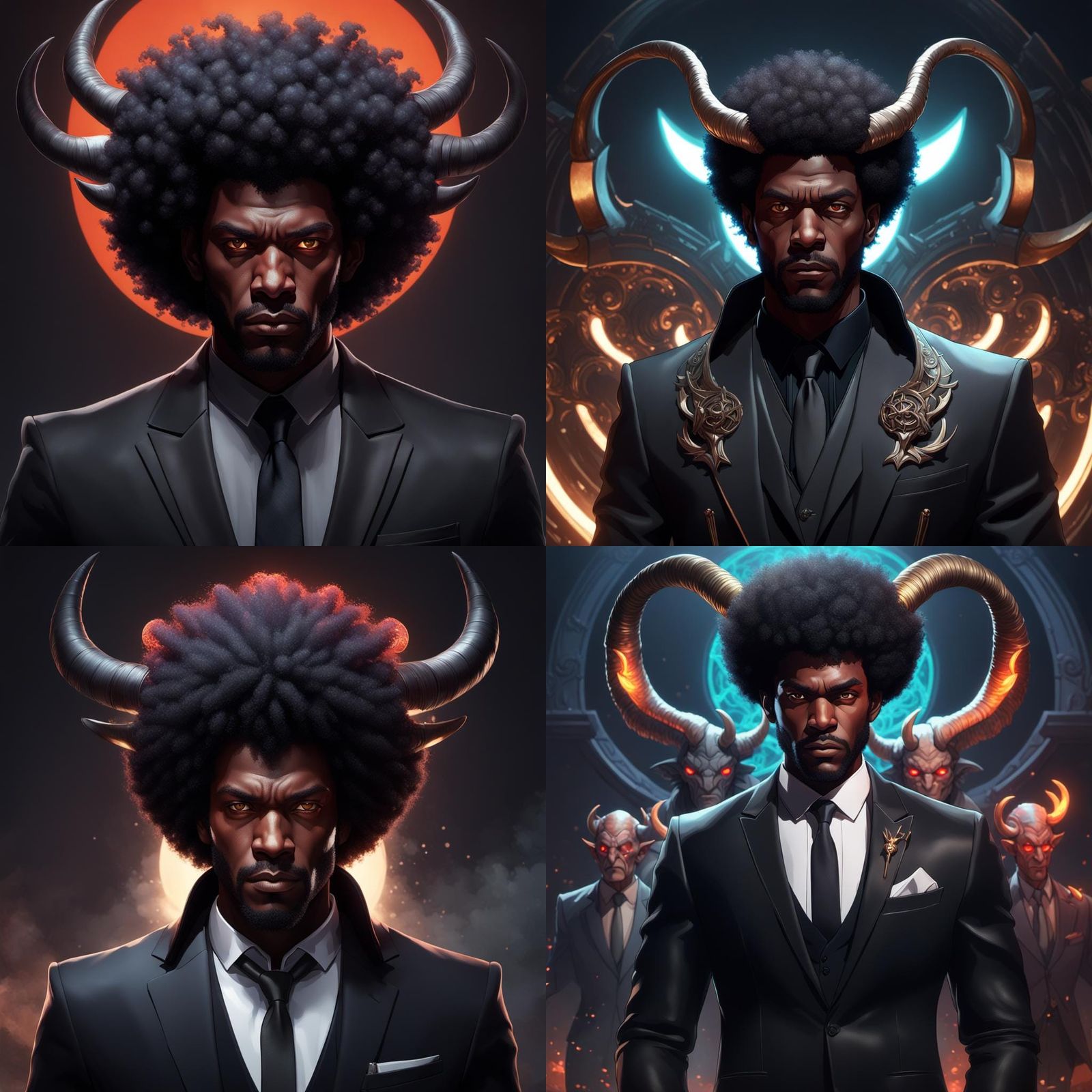 Demonic Man with Afro in Hyperdetailed Portrait