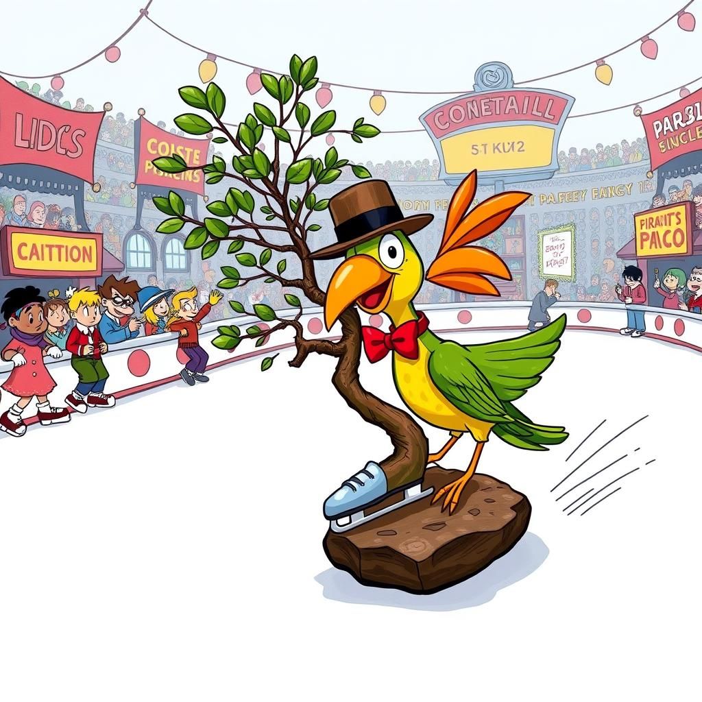 Bonsai Tree and Bird Chase on Ice, Looney Tunes Style