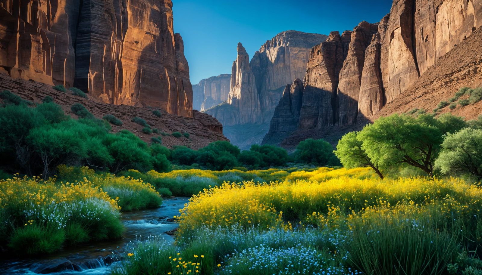 Serene Desert Oasis in Photorealistic Style