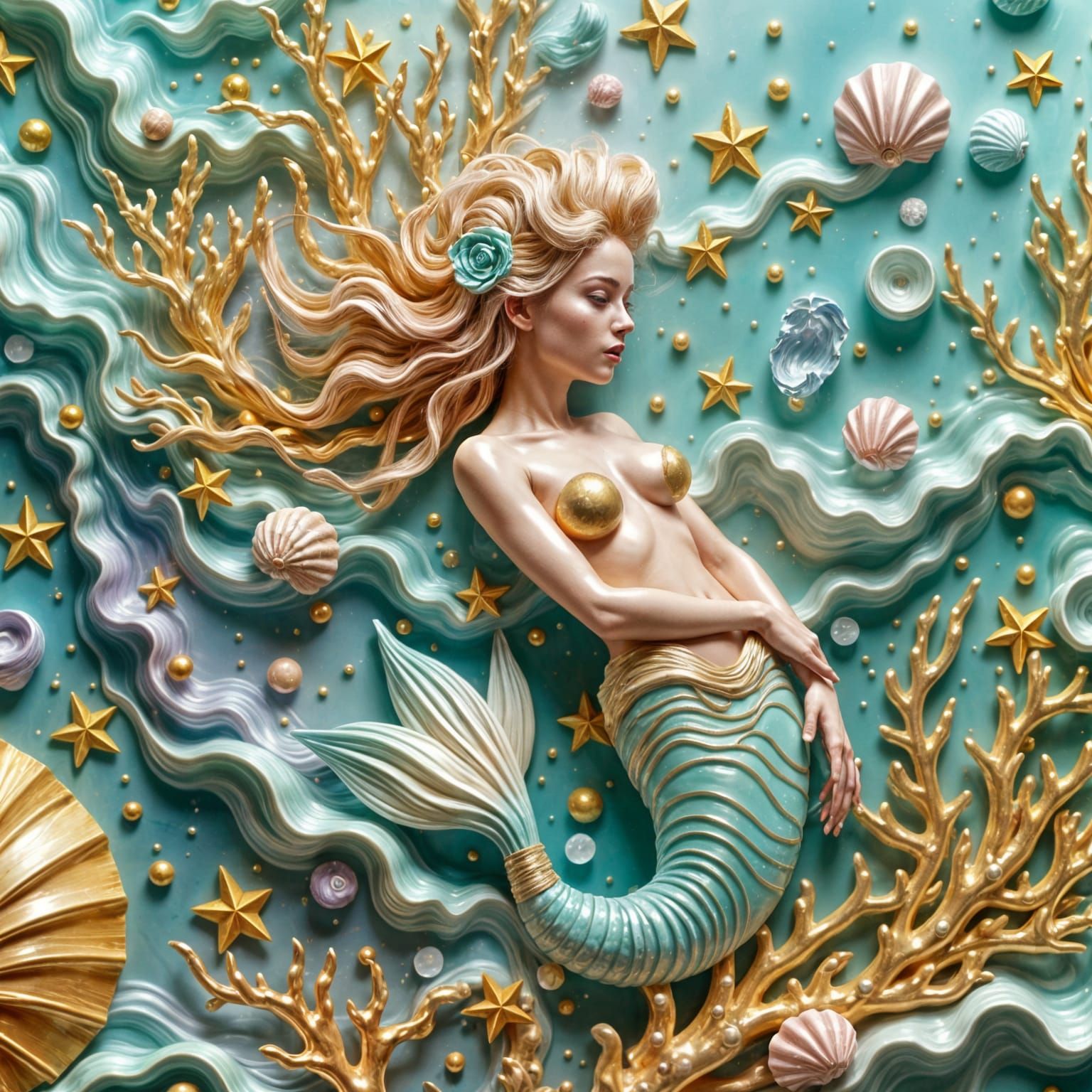 Enchanting Mermaid Reigns Over Fantastical Seascape