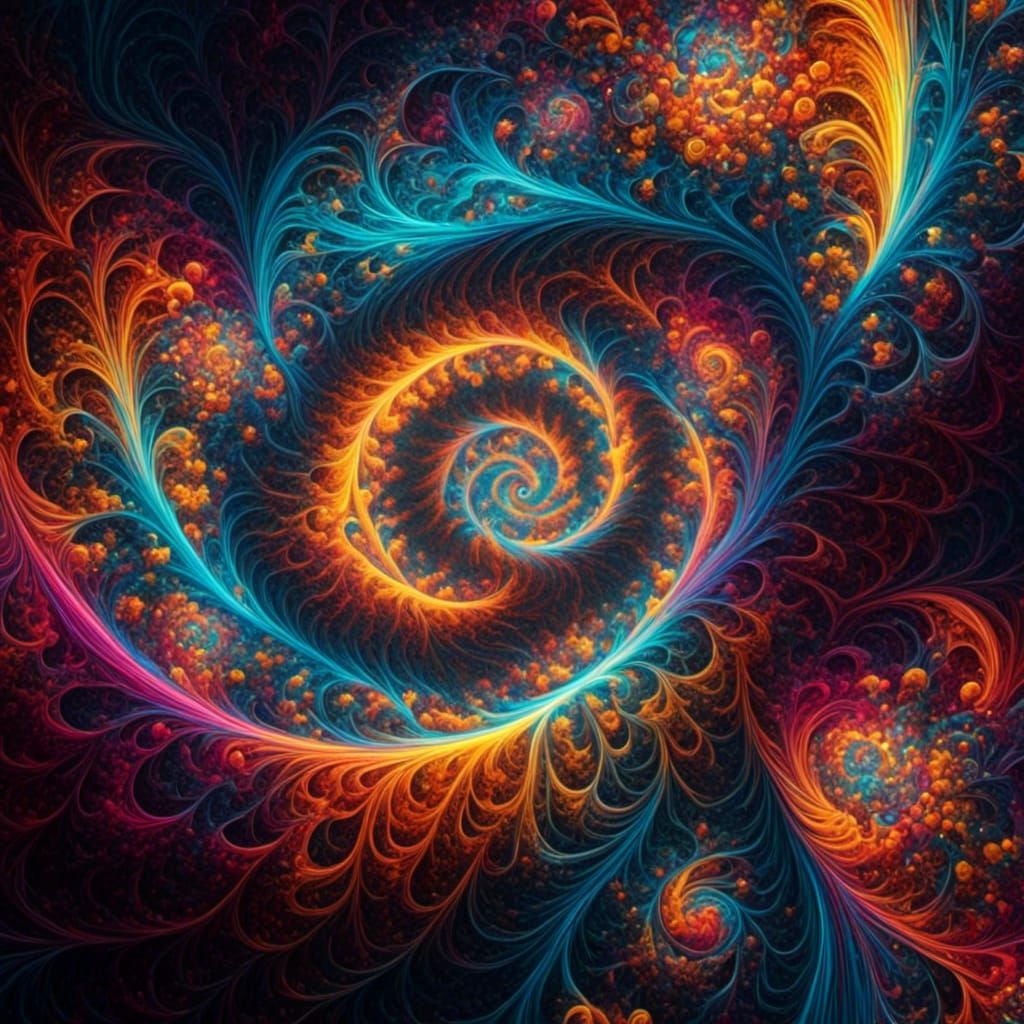 Neon Fractal Droste Effect Art