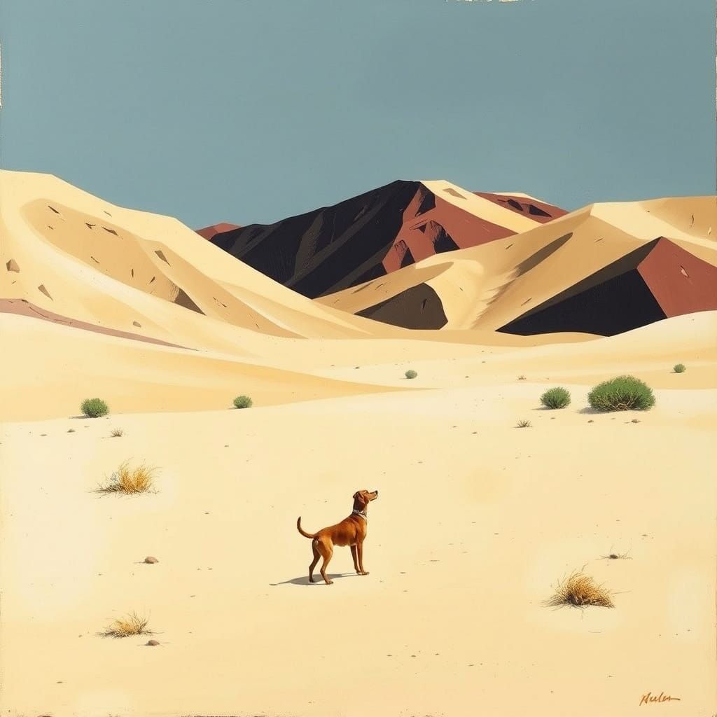 Dog in Desert Landscape, O'Keeffe Style