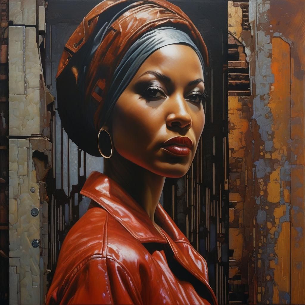 Dystopian Biopunk Bridesmaid Portrait in Social Realism Styl...