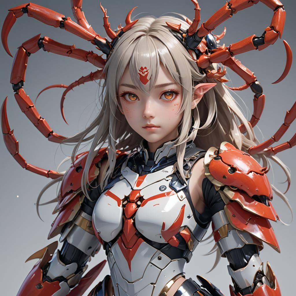 Anime Crab-Human Hybrid in 3D