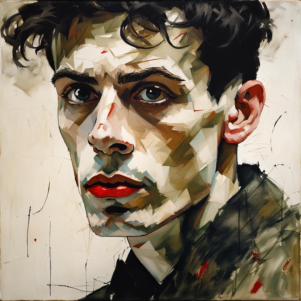 Ballet Dancer Portrait in Style of Egon Schiele