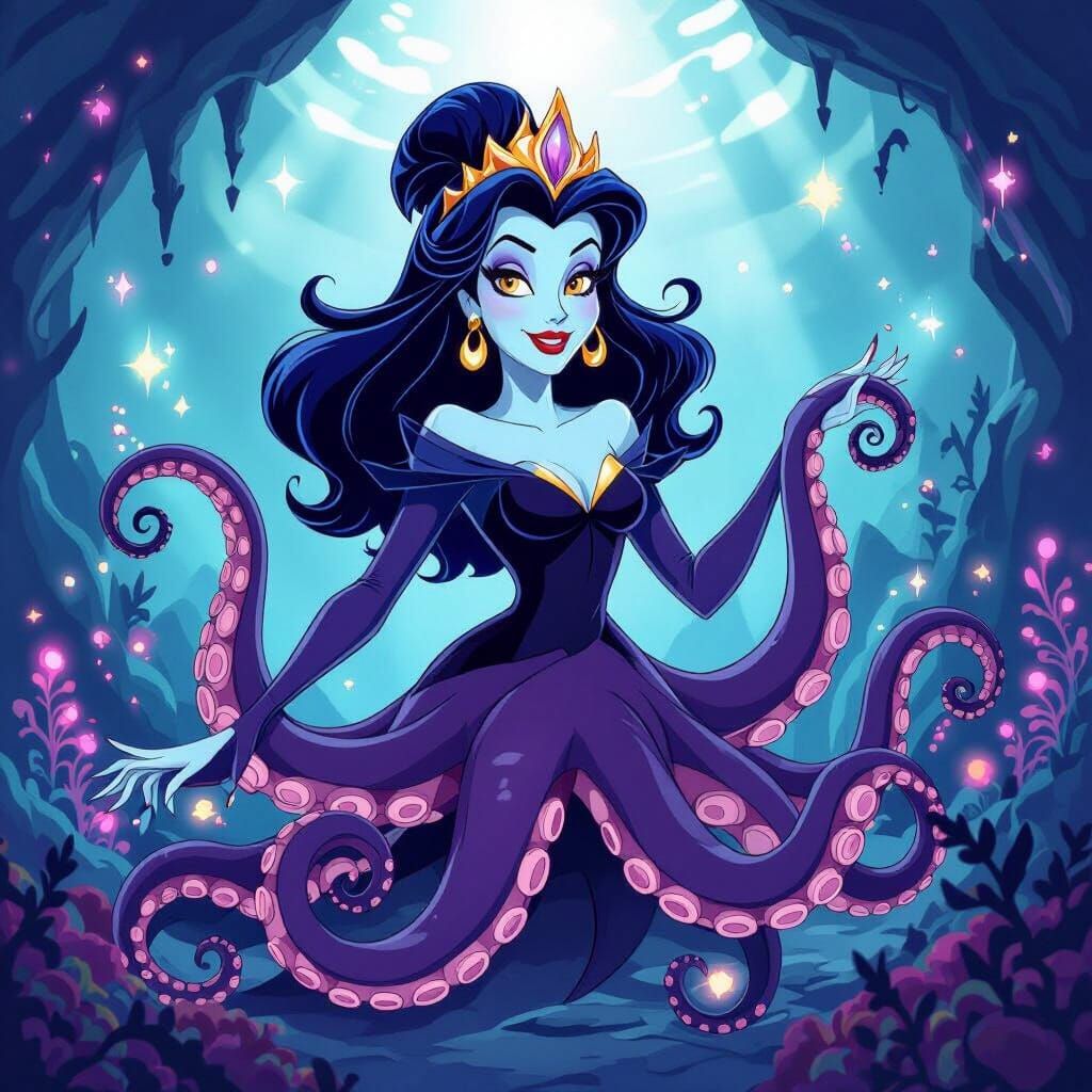 Ursula Octopus Reimagined in Classic Disney 2D Style
