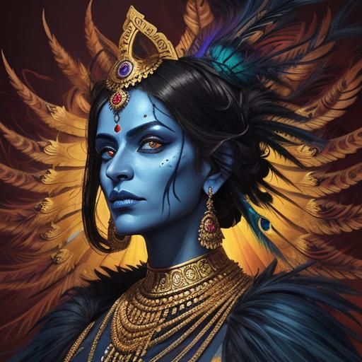 Goddess Kali Portrait in Digital Matte Painting Style