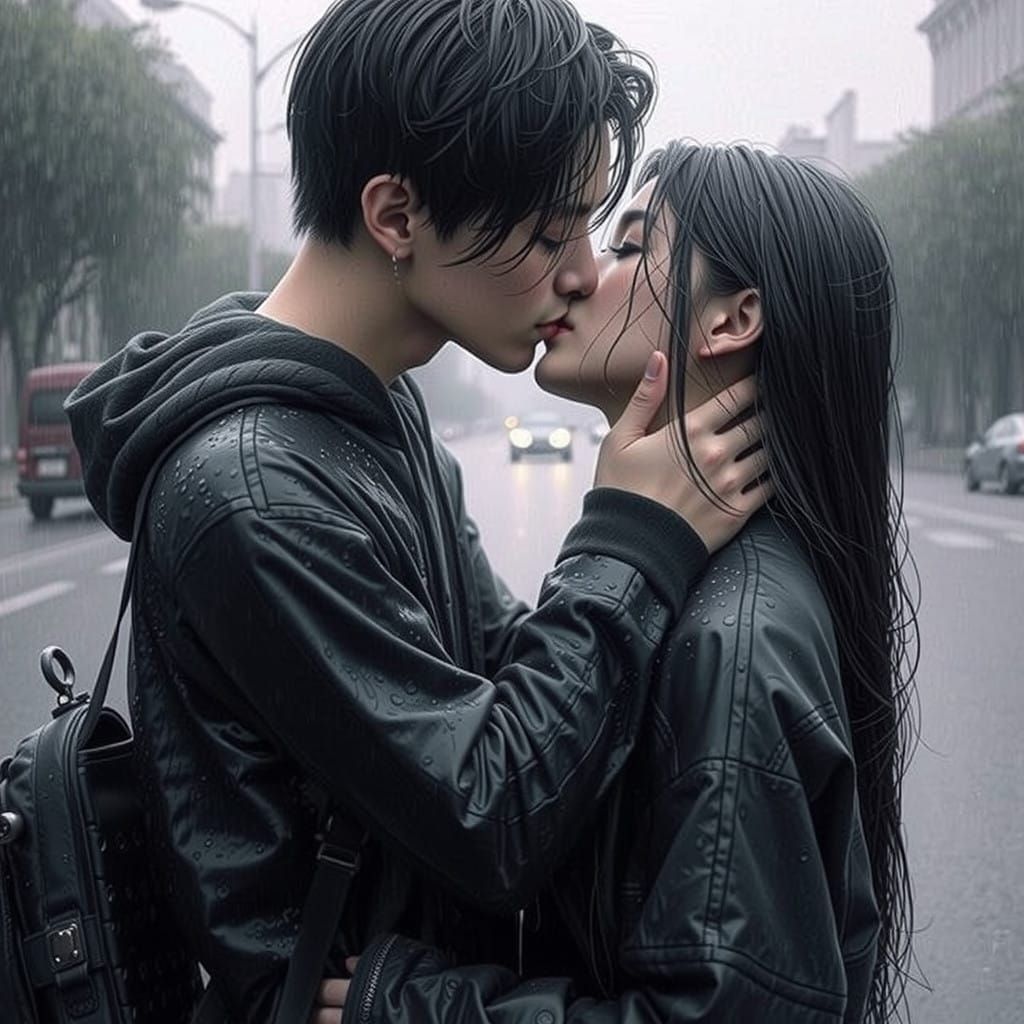 Ethereal City Romance in Cyberpunk Style