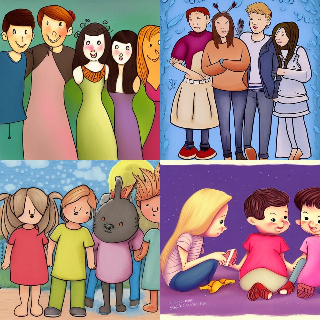 Charming Friends in Storybook Illustration Style