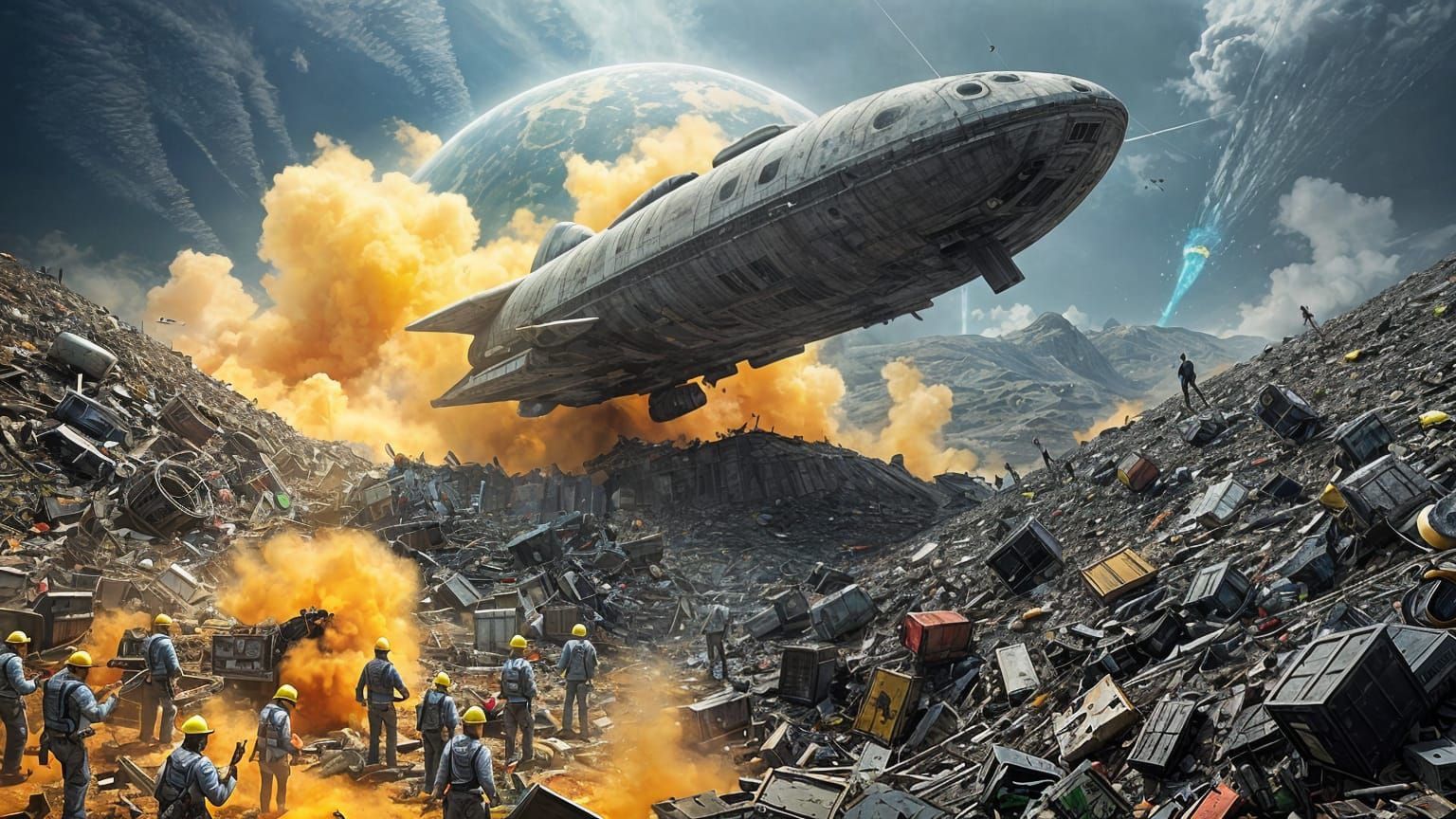 Surreal Futuristic Planet Dump Yard in Salvador Dali Style