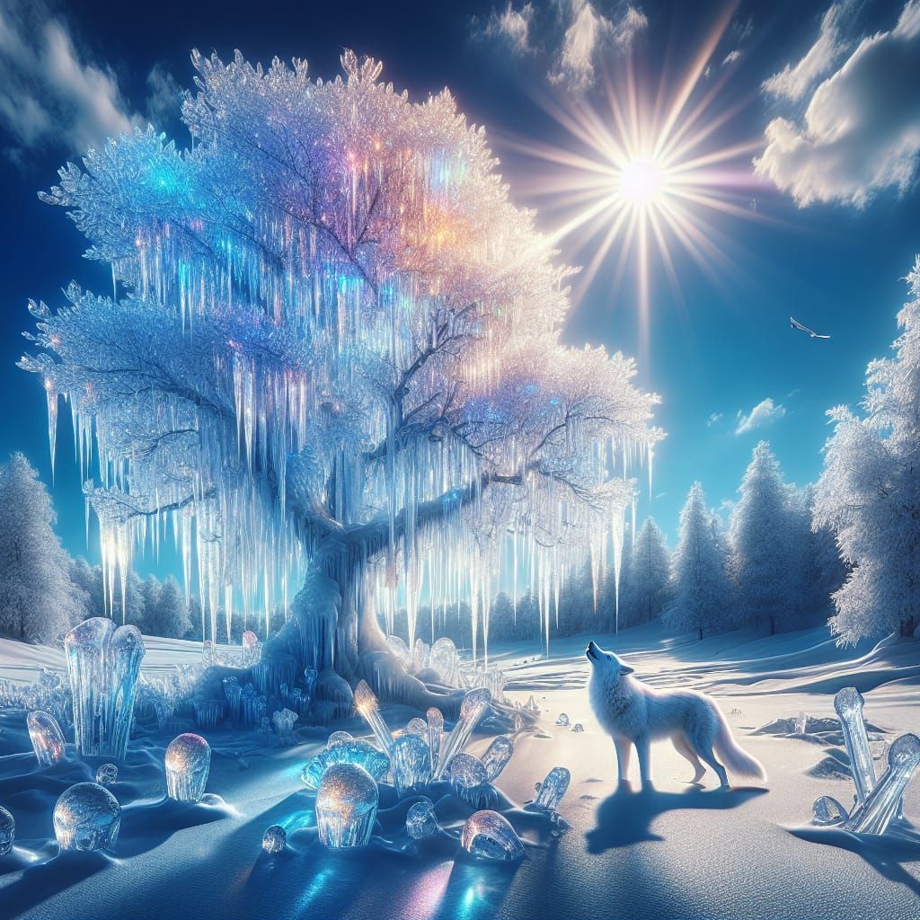 White Wolf in Winter Wonderland Digital Painting