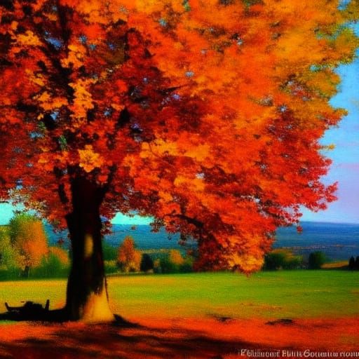 Autumn Tree in Impressionistic Style