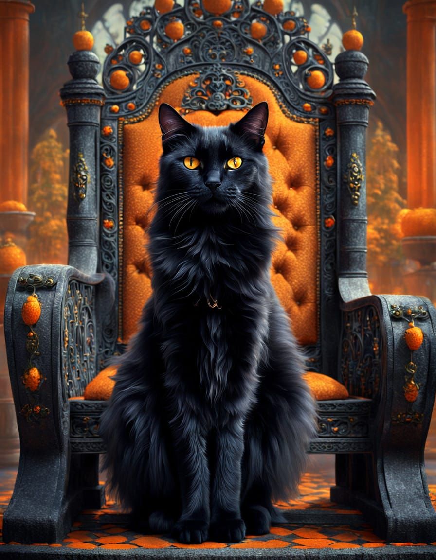 Regal Feline Guardian in an Epic Digital Landscape