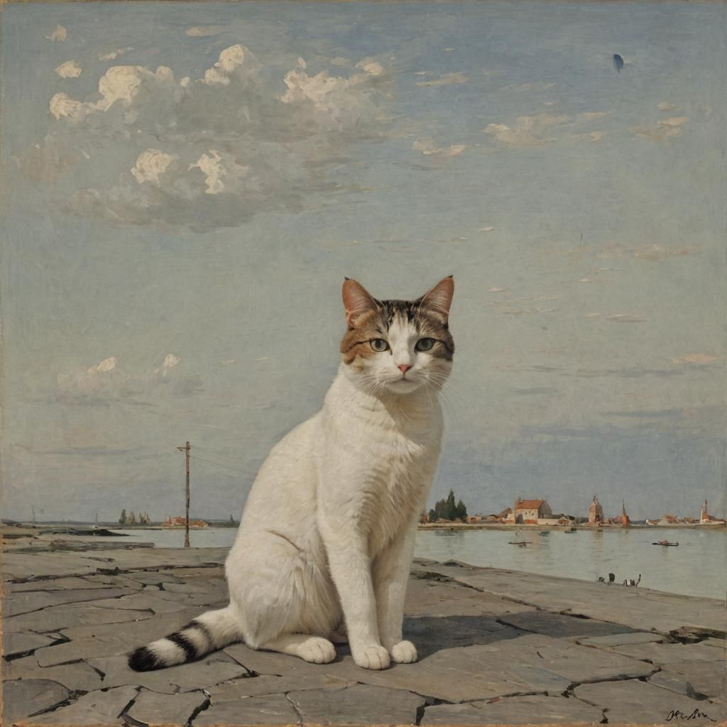 Surreal Cat Landscape Inspired by Abstract Masters