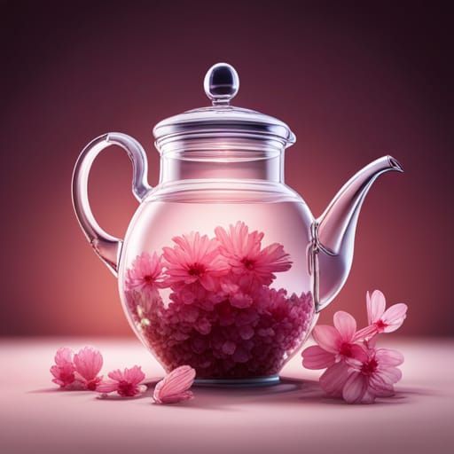 Rhodozite Crystal Tea Pot in Splash Art Style