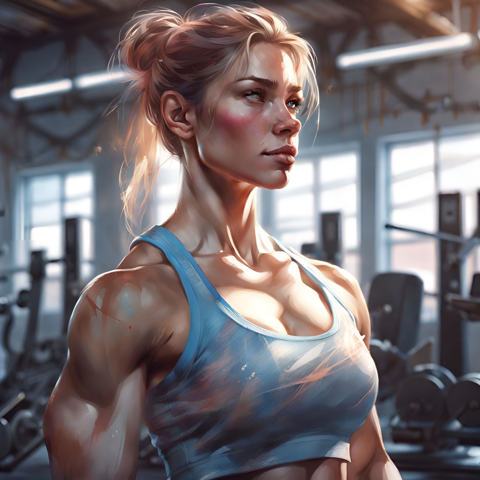 Muscular Cinderella Workout: Detailed Digital Portrait