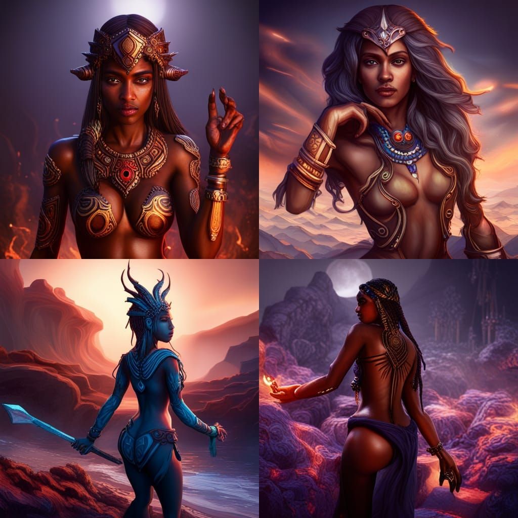 Sumerian Goddess Nidaba Observes Burning Ziggurat