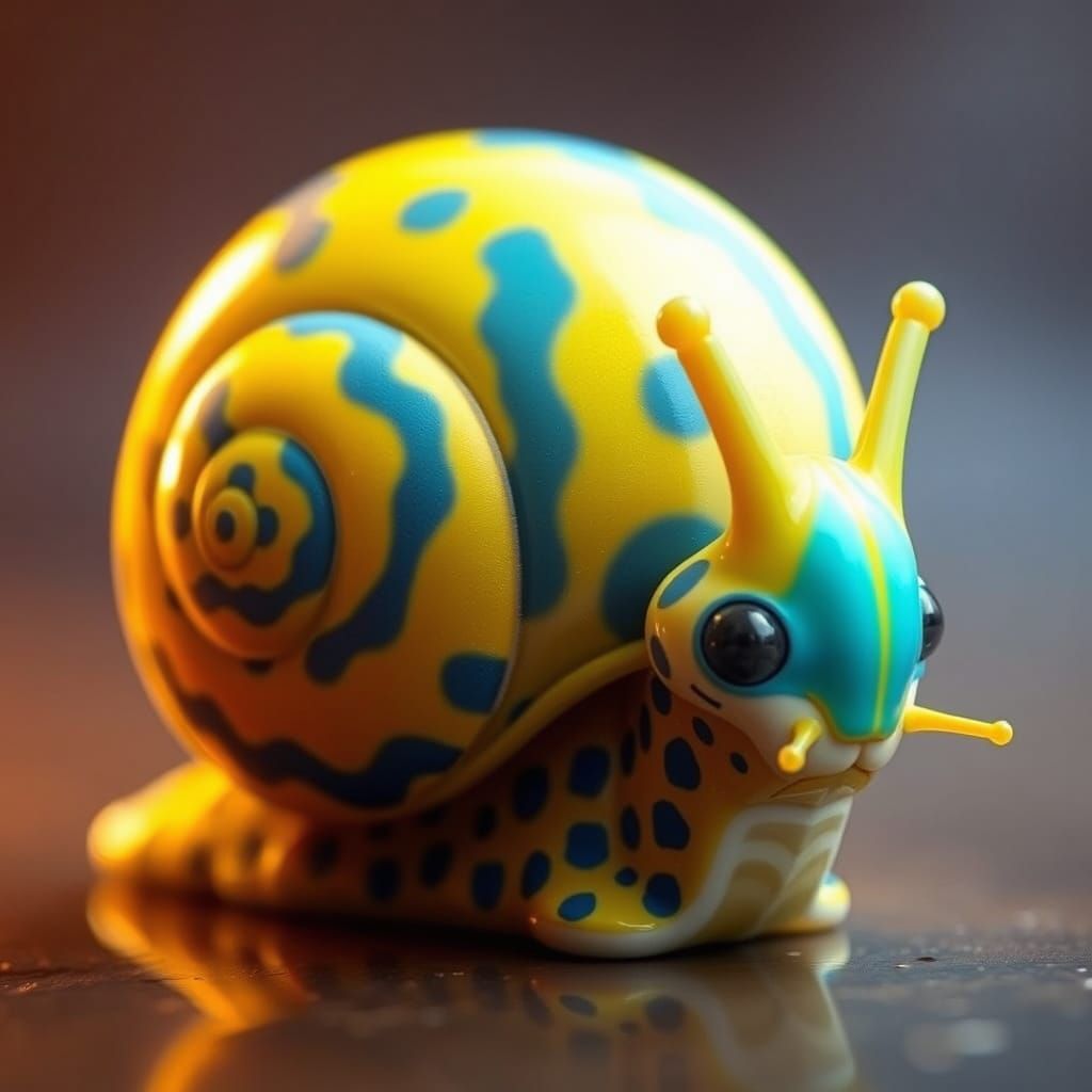 Whimsical, Dreamlike Cheetah-Snail in Electric Blue and Yell...