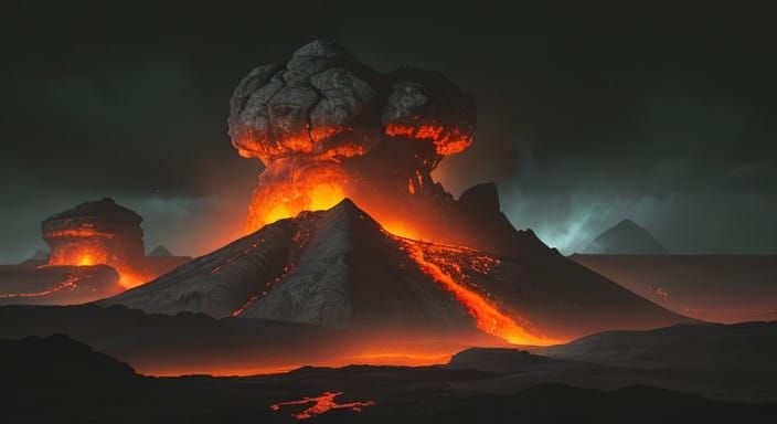 Ethereal Hellish Planet in Fiery Landscape