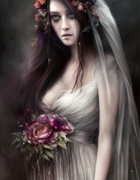 Ethereal Ghost Bride in Dark Fantasy Style