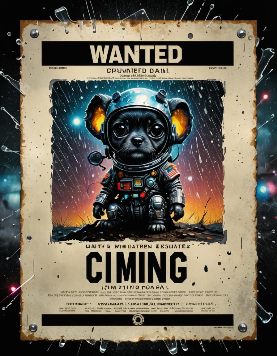 Chibi Cyborg Puppy Wanted Poster on Alien Planet