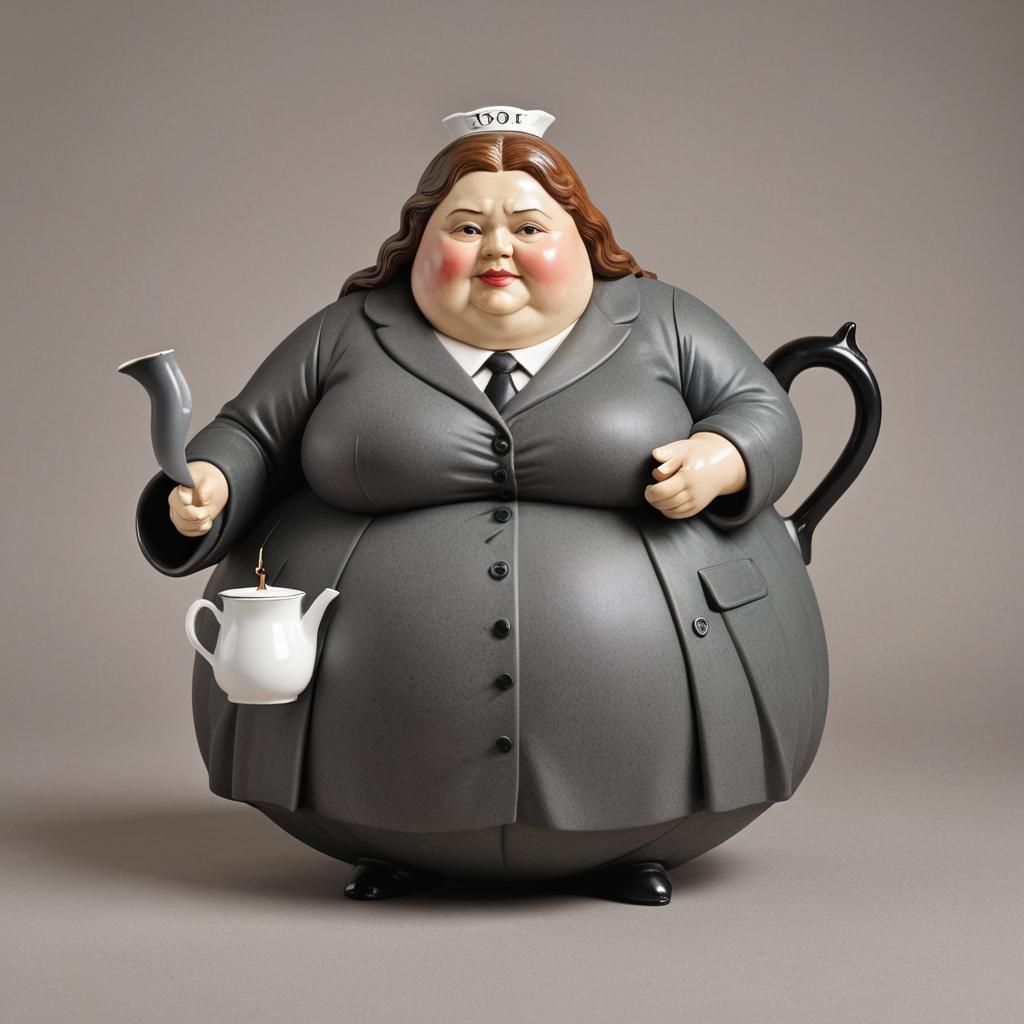 Tea Pot Shaped Like Obese Businesswoman