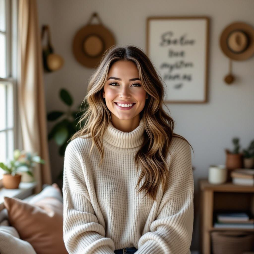 Smiling Person Surrounded by Inspirational Quotes