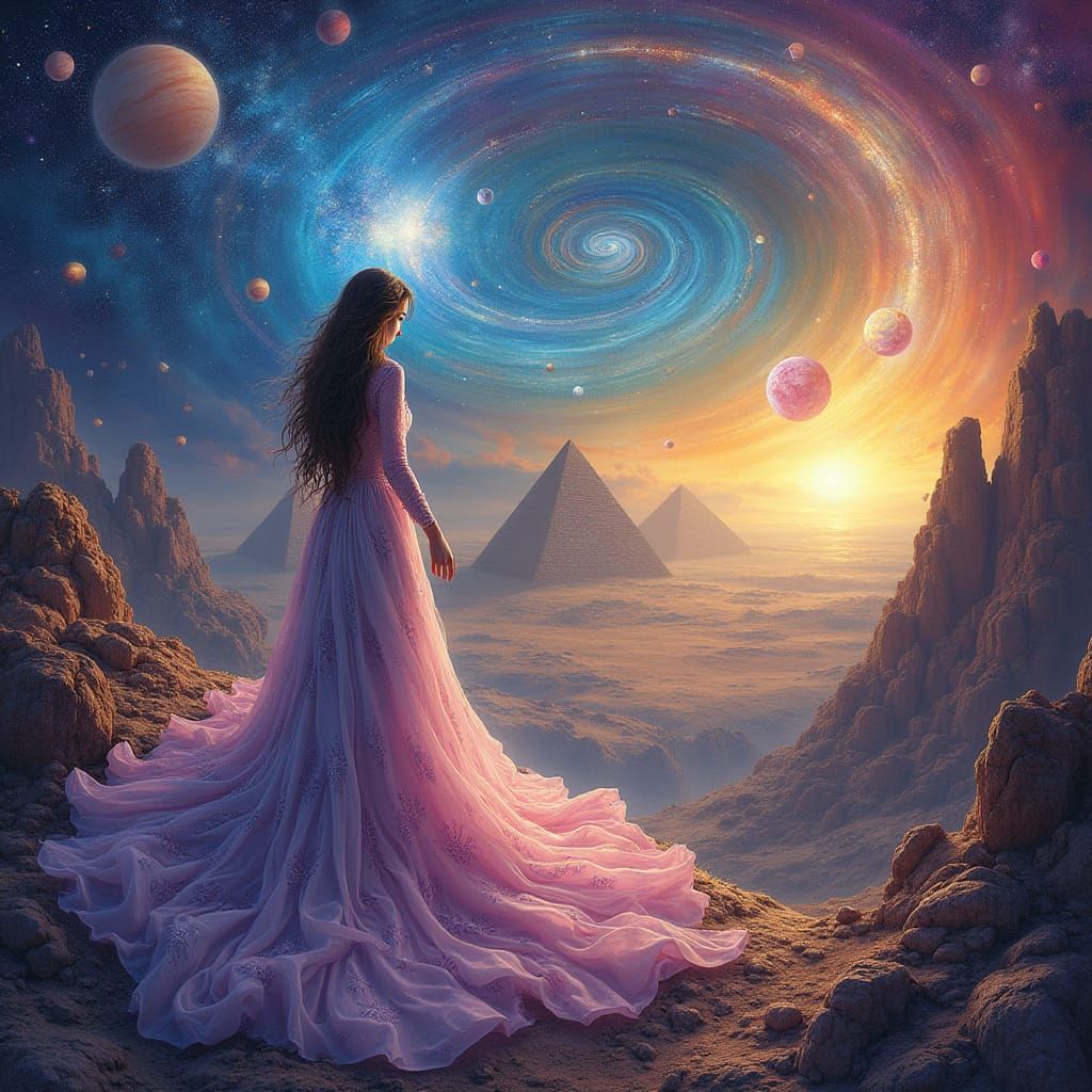 Cosmic Sophia with Planets and Sacred Symbols