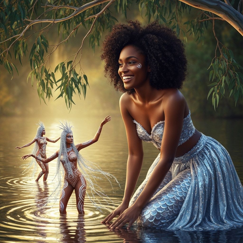 Dreamtime Water Spirits Dancing in Golden Hour Light
