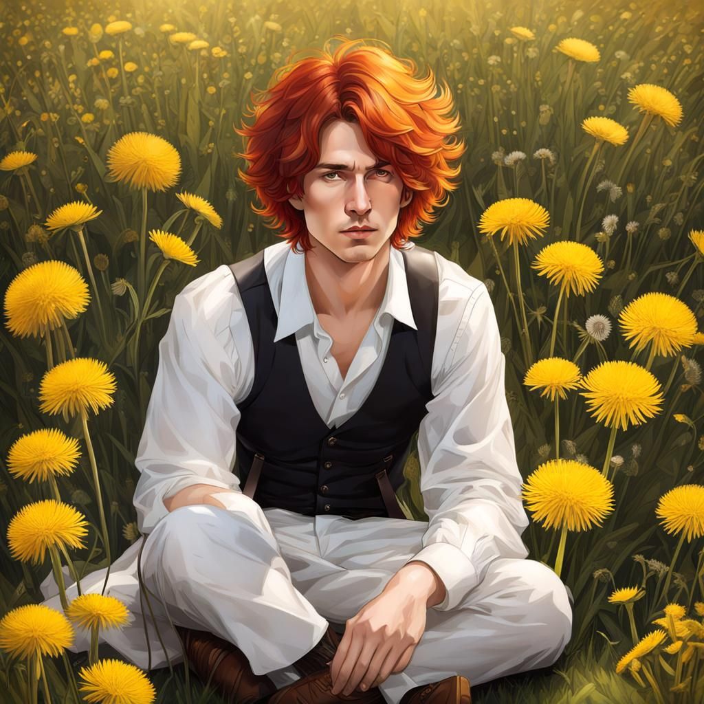 Dandelion Man in Artistic Nude Portrait