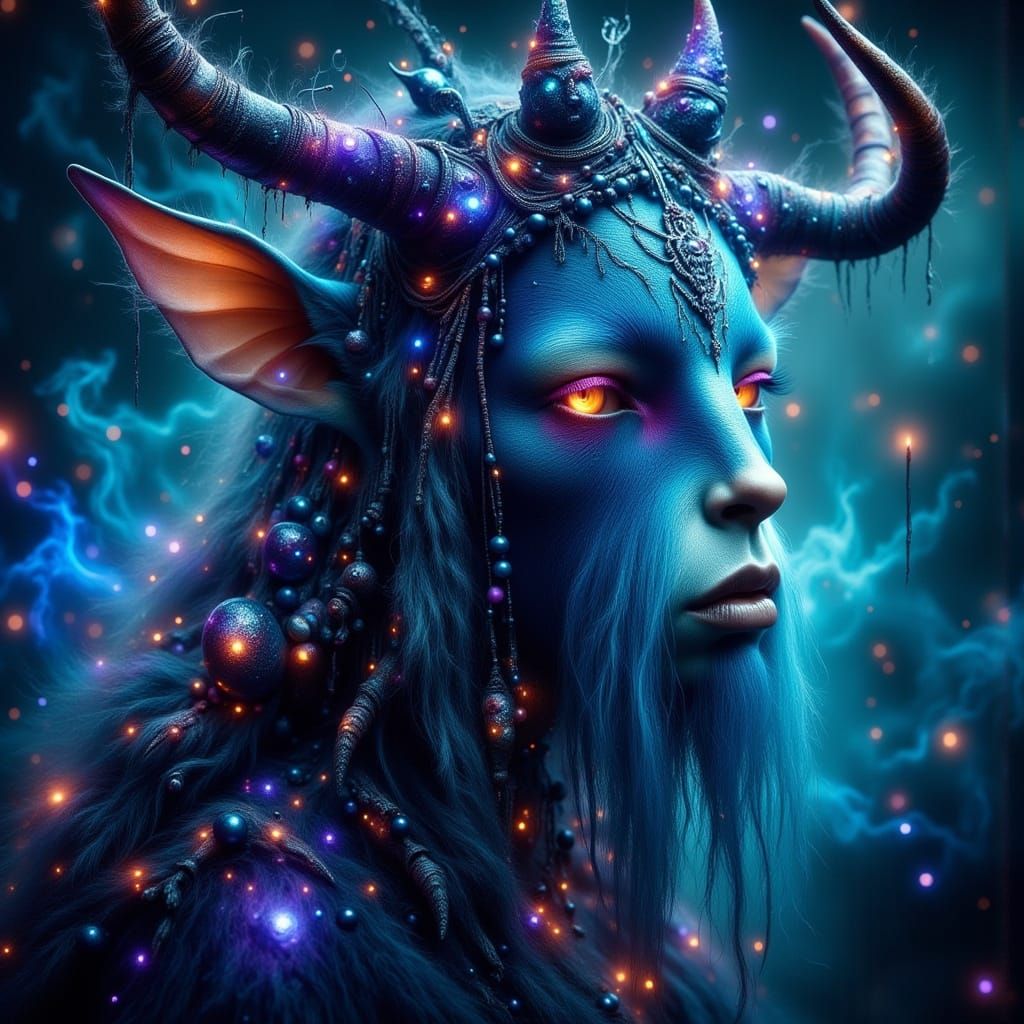 Neon Fairy with Dark Accents in Digital Art