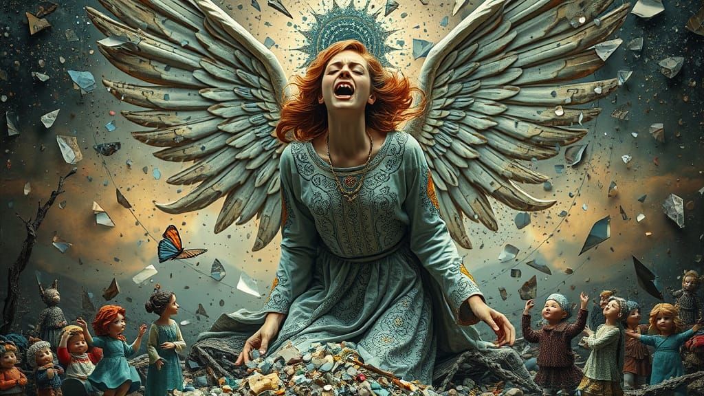 Angel in Shattered Mirror Realm, Primal Scream Amidst Whimsi...