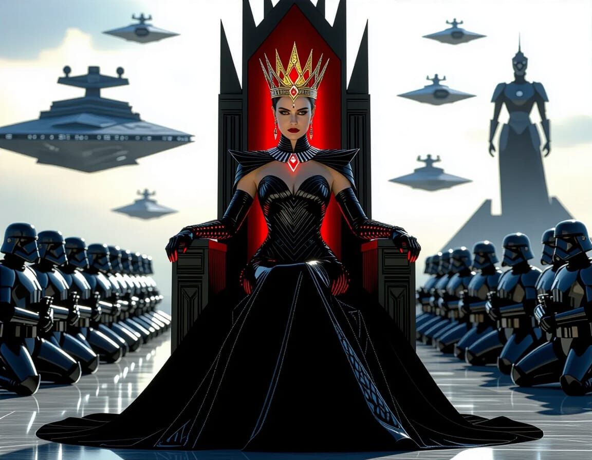 Padmé Amidala: Godlike Empress in Dark Sci-Fi Scene