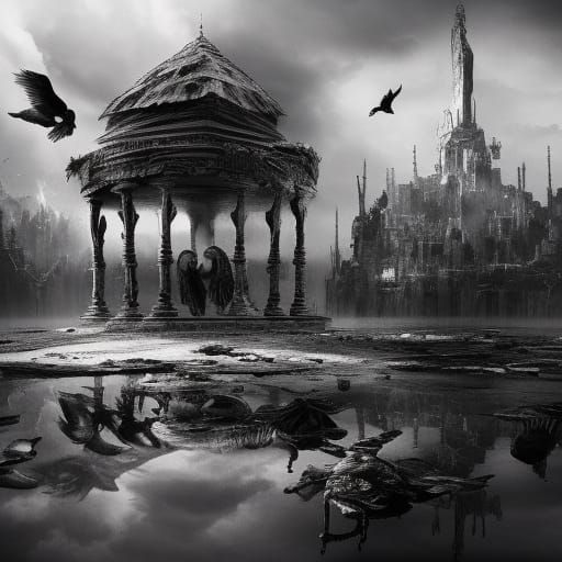 Black and white scene of death