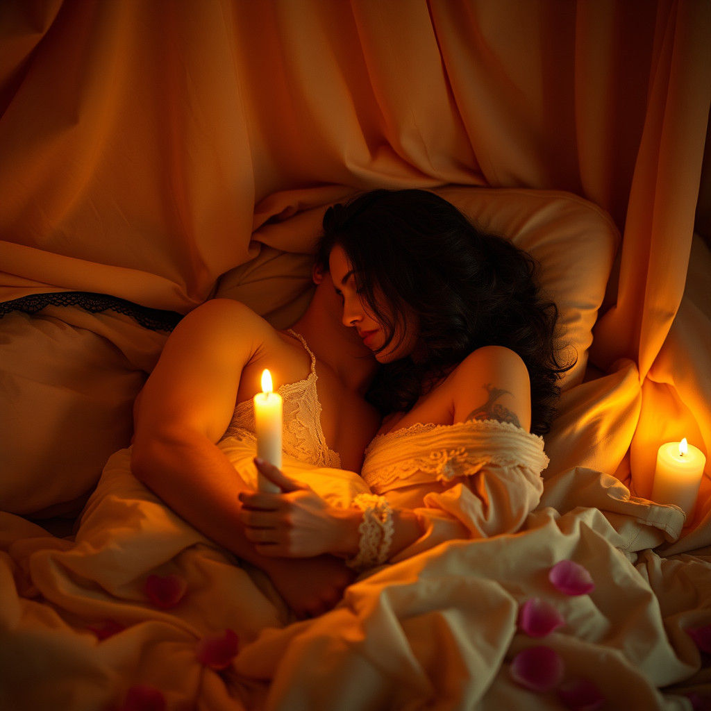 Lovers Kissing in Candlelight: A Romantic Film Still