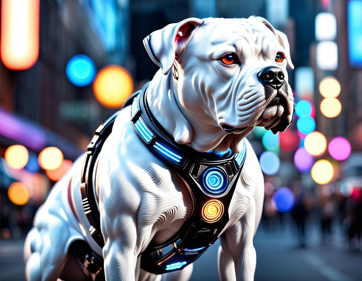 Futuristic Robot Bulldog Guardian in Hyperrealism