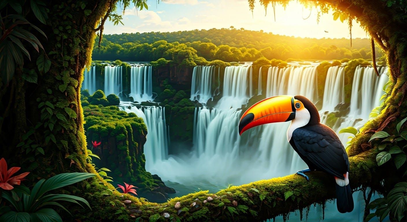 Majestic Toucan in Tropical Rainforest Paradise
