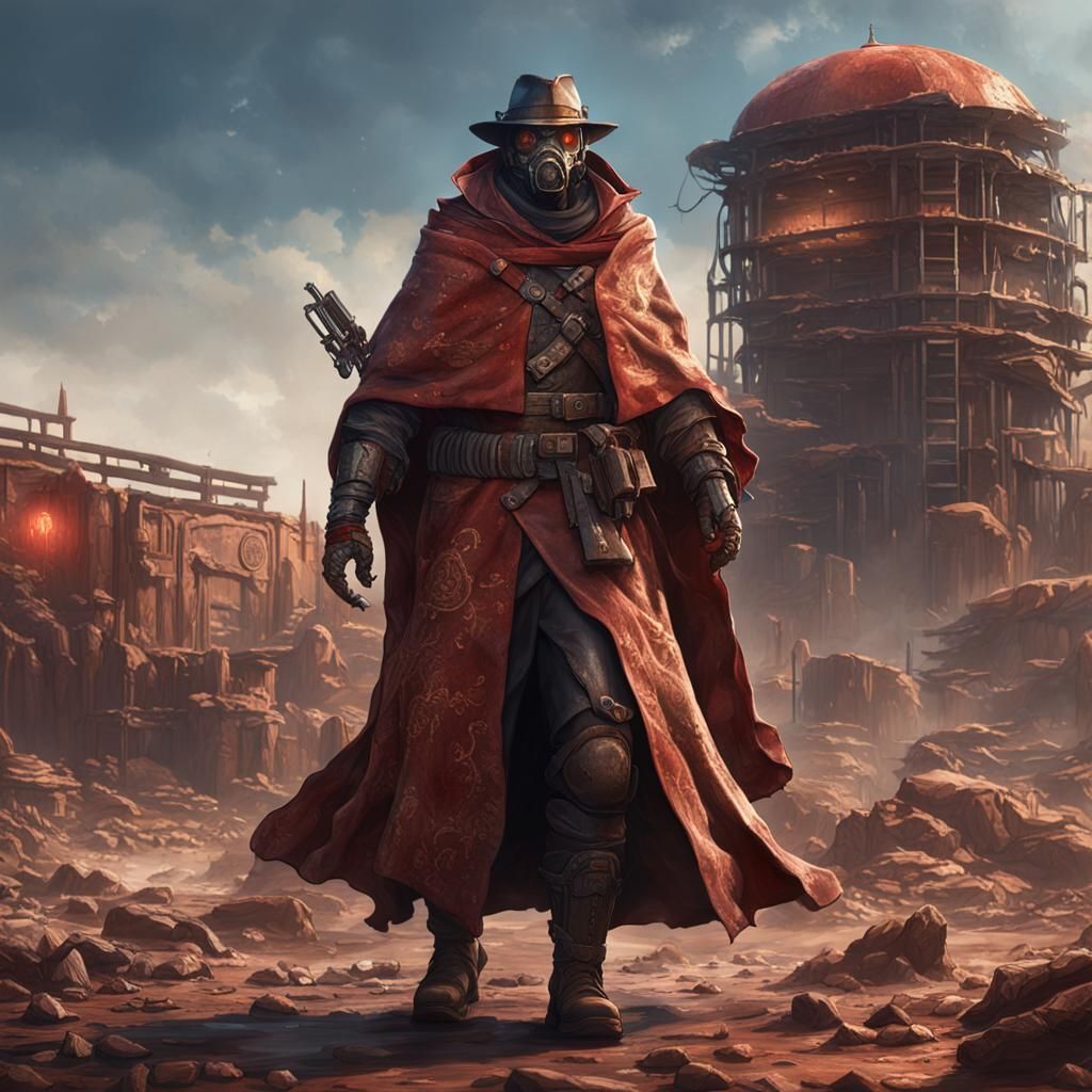 Wastelander Gunslinger in Meat Robes: Detailed Matte Paintin...