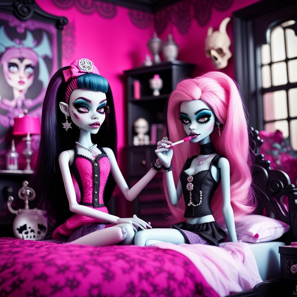 monster high Abbey Bominable and Draculaura smoking weed tog...