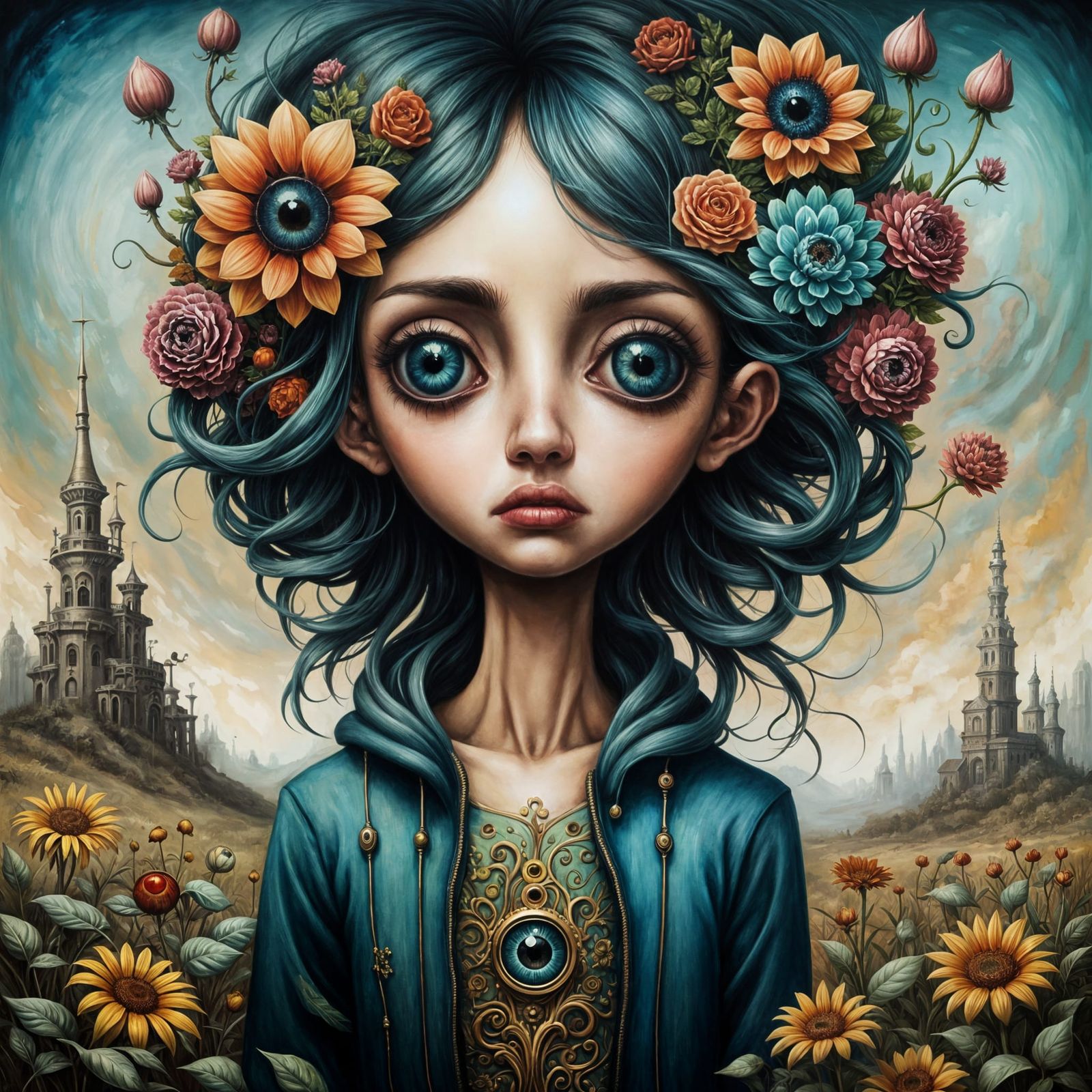 Pop Surrealism Painting of Two Figures