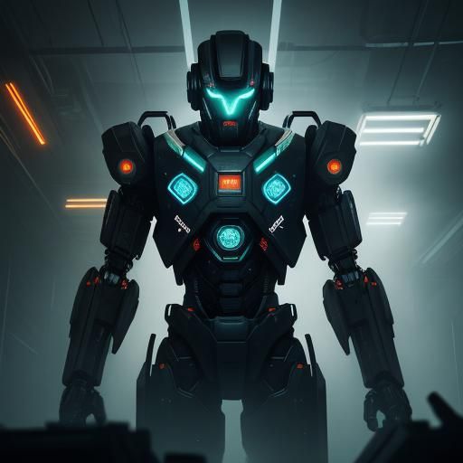 Cyberpunk Robot in Abandoned Laboratory