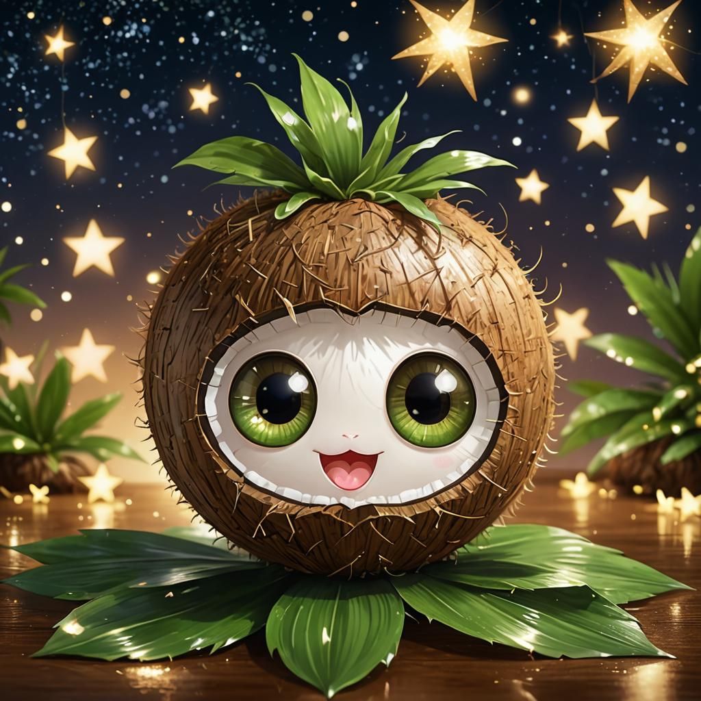 Adorable Coconut Character in Anime Style